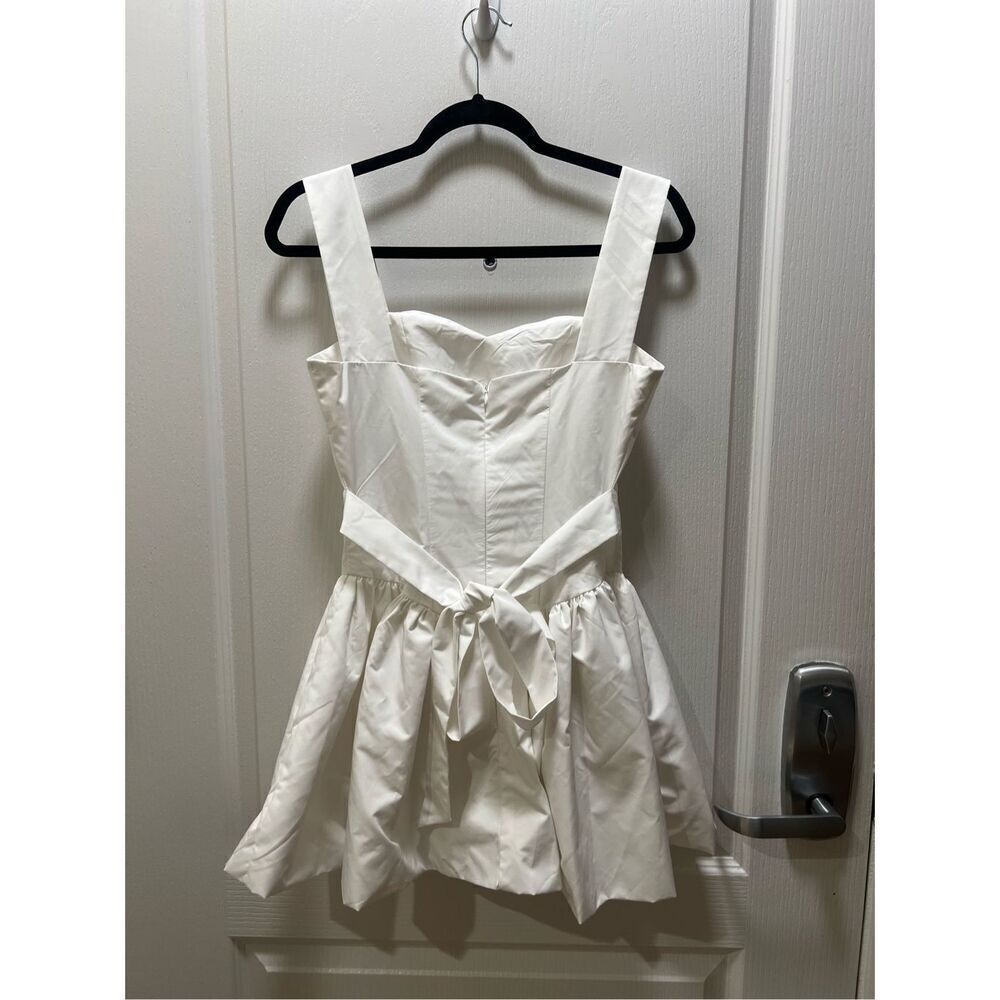 White Womens Sleeveless Fit + Flare Poplin babydoll Mini Dress size S summer - Picture 3 of 6